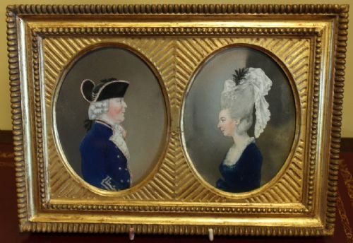 Pair of Beautifully Executed Watercolour Silhouettes of Captain Frederick Hickey and His Wife