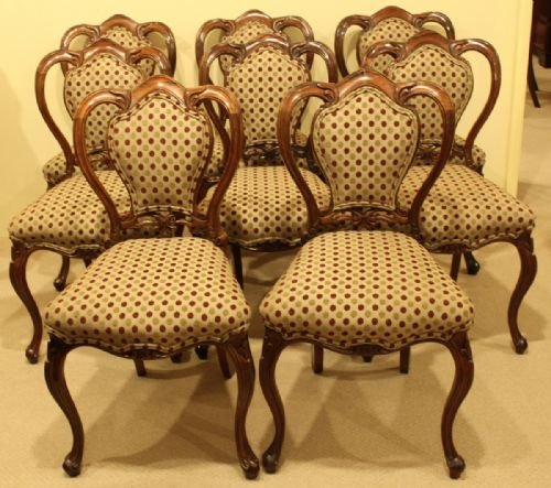 A Set of Eight Victorian Rosewood Dining Chairs