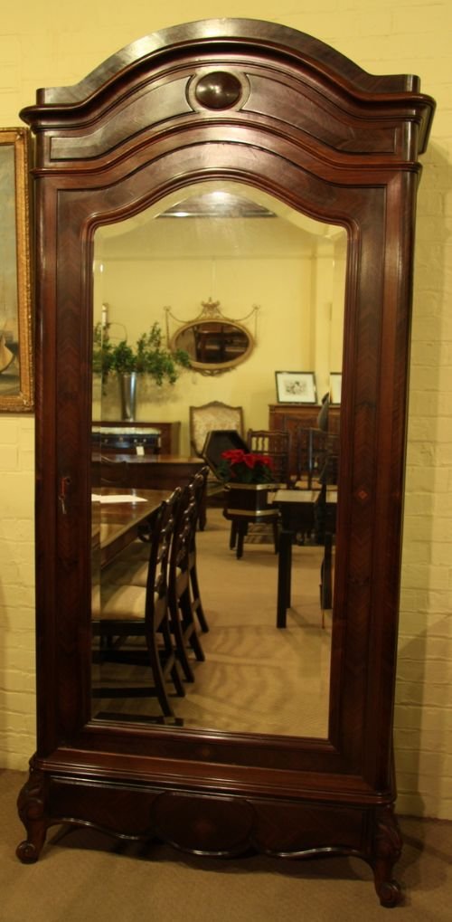 French Mid 19th Century Rosewood Mirror Door Armoire