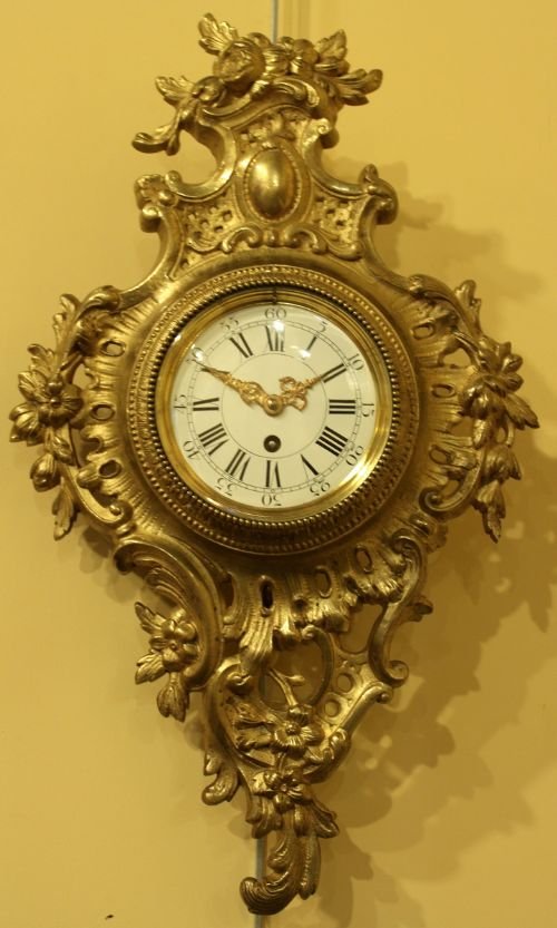 French Louis Xv Style Ormolu Cased Cartel Timepiece/clock