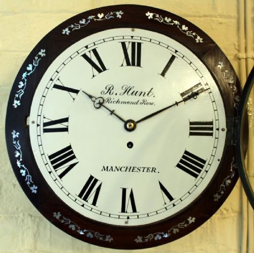 Mother of Pearl Inlaid Rosewood Fusee Dial Clock