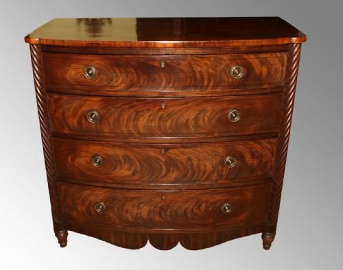 19th Century Mahogany and Rosewood Bow Front Chest
