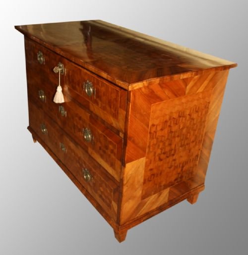 fig 1. A 19th Century Continental Walnut Commode Chest of Drawers