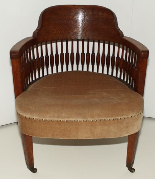An Unusual 19th Century Oak Tub Shape Desk Chair