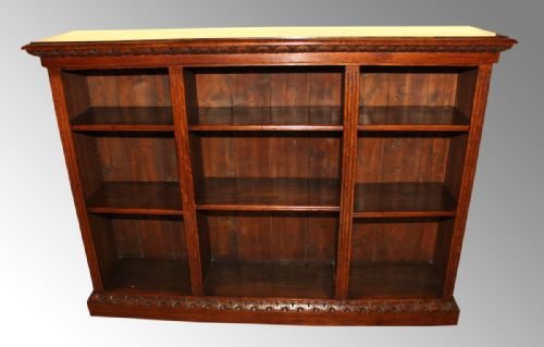 Large Victorian Oak Open Bookcase
