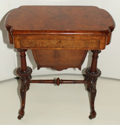 Victorian Burr-walnut, Inlaid Sewing Table