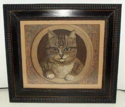Oil of Cat in a Good Ebonised Frame