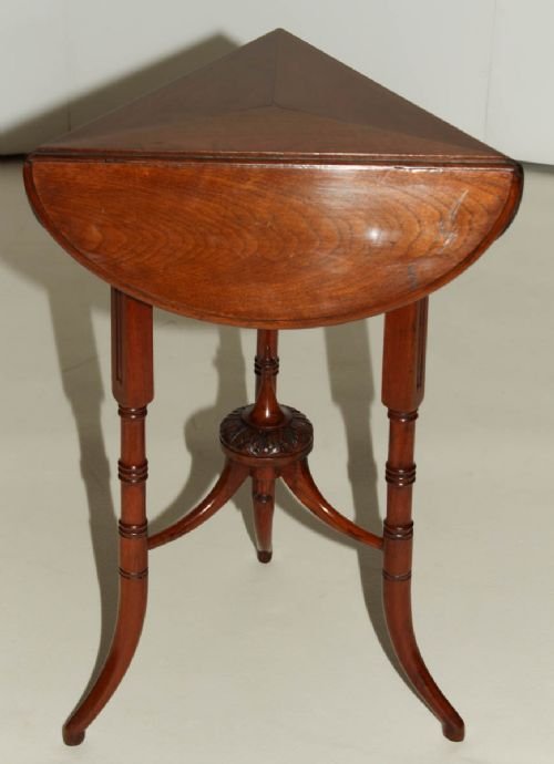 A Lovely Walnut Triform Drop Flap Occasional Table