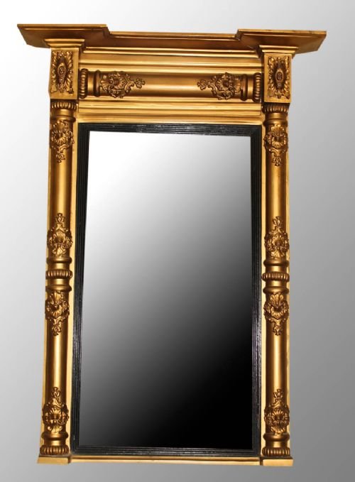 Regency Carved and Giltwood Pier Mirror