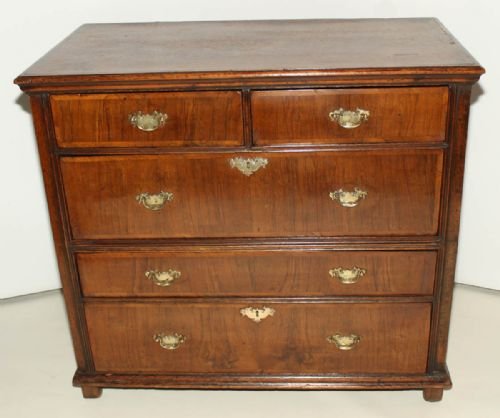 George I Provincial Oak and Walnut Chest of Drawers