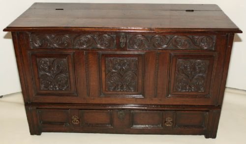 William and Mary Period Oak Coffer Mule Chest