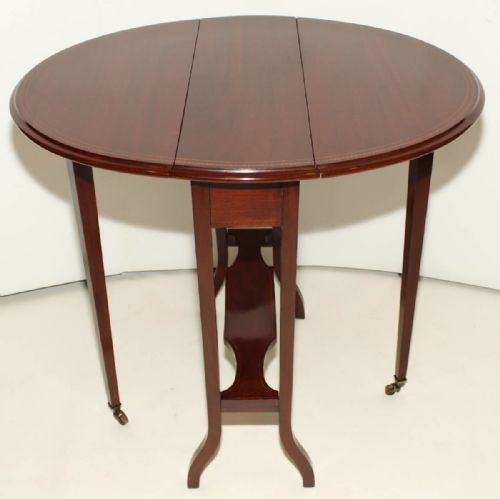 Edwardian Inlaid Mahogany Drop Leaf Sutherland Table