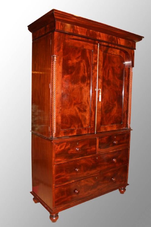 William IV Mahogany Linen Press
