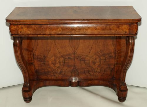Walnut Console on Scroll Supports with One Drawer
