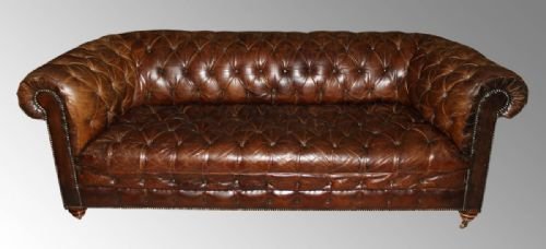 19th Century Large Leather Chesterfield