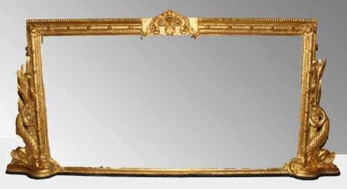 Victorian Overmantel Mirror with Dolphin Ends
