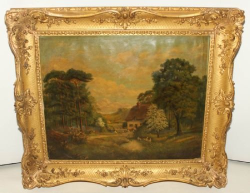 19th Century Oil on Canvas of Sylvan Scene