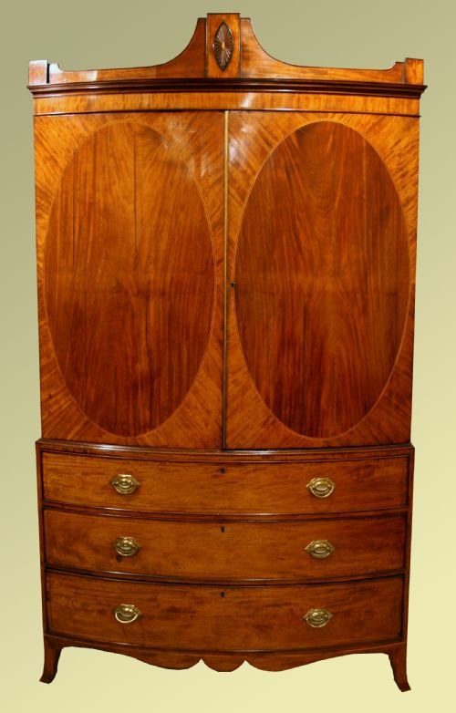 Geo III Bow Front Linen Press