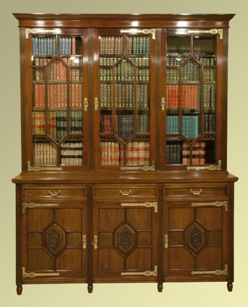 Aesthetic Style Three Door Walnut Bookcase