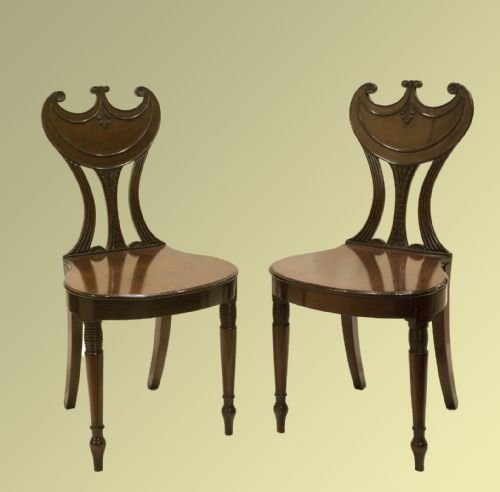 Pair of Regency Mahogany Hall Chairs