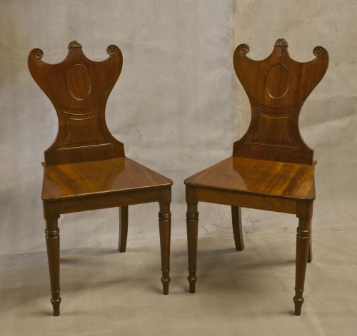 Pair of 1820'S Mahogany Hall Chairs