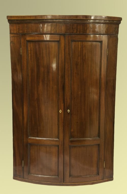 George III Mahogany Panel Door Corner Cupboard