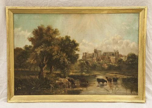 Victorian Oil on Canvas - Landscape with Windsor Castle