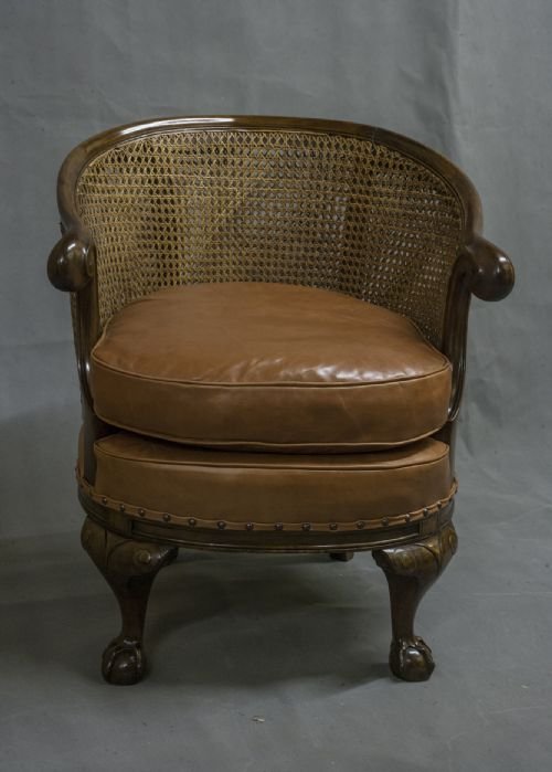 Walnut Framed Bergere Tub Chair