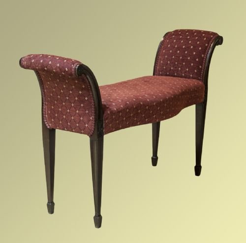 Adam Style Mahogany and Upholstered Window Seat