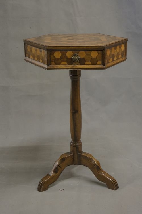 Late 19th Century Parquetry Table with Drawer