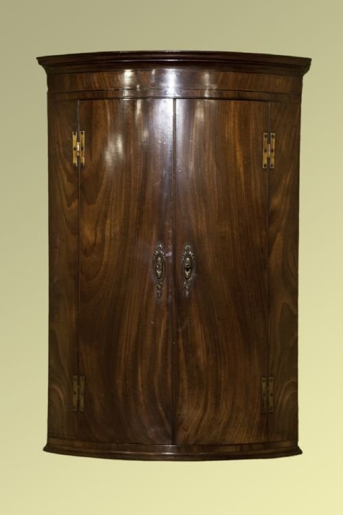 George III Mahogany Two Door Corner Cabinet