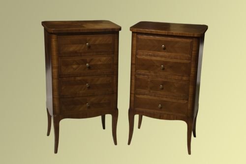 French 19th Century Walnut and Tulipwood Bedside Tables
