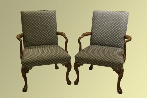 Pair of Queen Anne Style Gainsborough Chairs