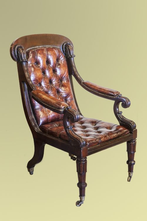 Mid 19th Century Mahogany Masters Chair of Extraordinary Size