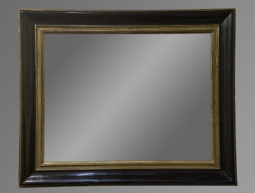 A Large Ebonised and Gilt Rectangular Overmantel Mirror
