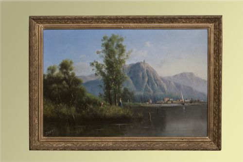 Pair of 19th Century Oil on Canvas Italian Lakeside Scenes