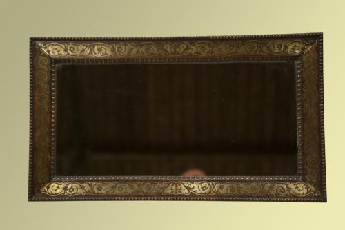 Regency Rosewood and Brass Inlaid Overmantel Mirror