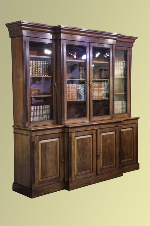 Large Victorian Mahogany Four Door Breakfront Bookcase
