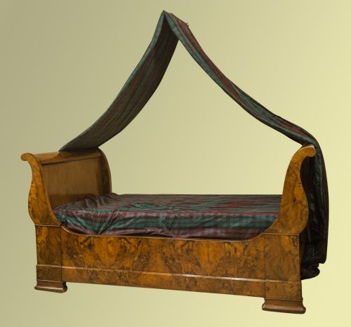 19th Century French Bur Walnut Bateau Lit