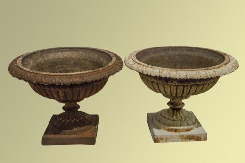 Pair of Victorian Cast Iron Urns