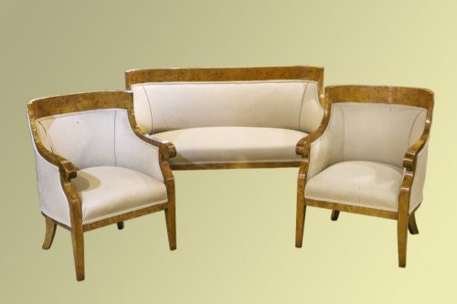 Scandinavian Birds Eye Maple Biedermeier Three Piece Suite