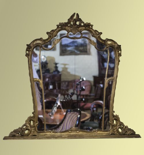 Late 19th Century Giltwood Shaped Overmantel Mirror