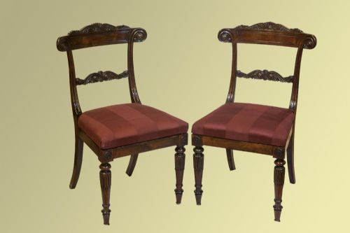 Pair of Good Quality Late Regency Rosewood Single Chairs on Turned Front Legs
