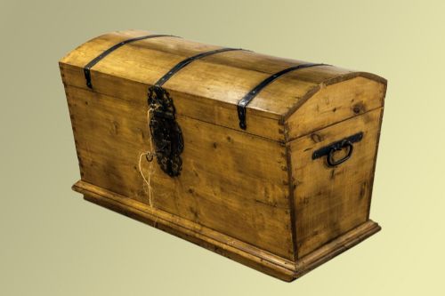 Victorian Pine Chest of Large Proportions with Original Lock and Key