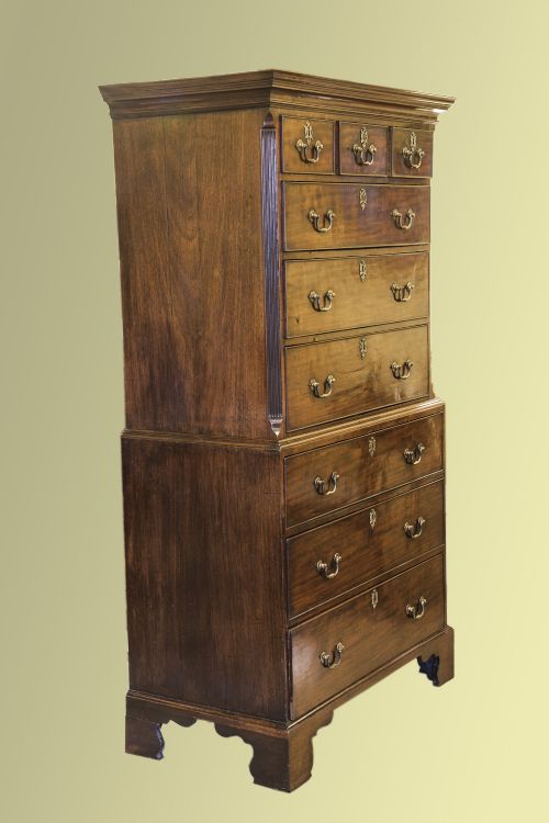 18th Century Mahogany Chest on Chest with Secretaire Drawers
