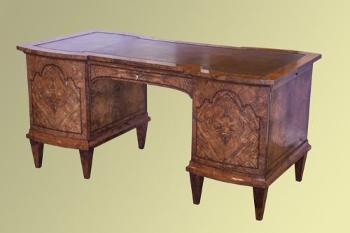 Burr Walnut, Amboyna and Inlaid Gentlemans Desk