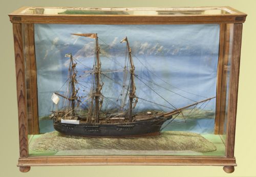 Cased Waterline Model of the Sailing Ship "Ville De Metz"