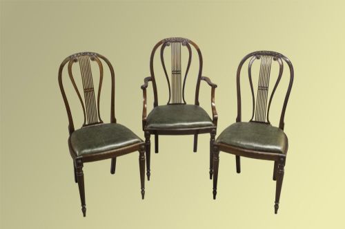 Six (4 +2) Edwardian Dining Chairs with Lyre Backs