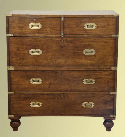 Mahogany Ceder Lined Military Chest with Original Brass Work