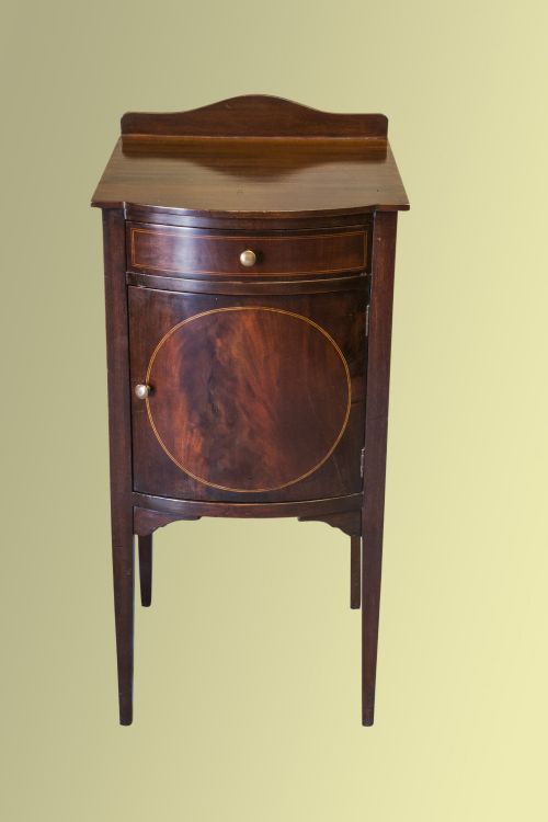 Edwardian Mahogany Inlaid Bow-fronted Bedside Cabinet